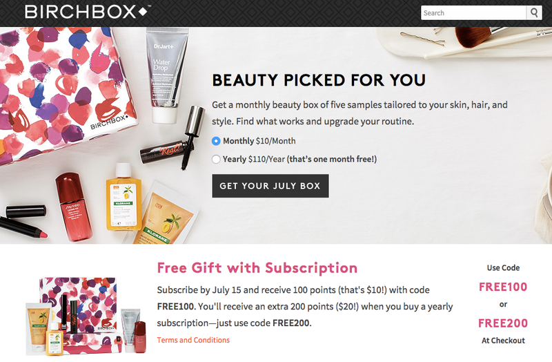 Get $10 or $20 with New Birchbox Subscription using the code FREE100 or FREE200